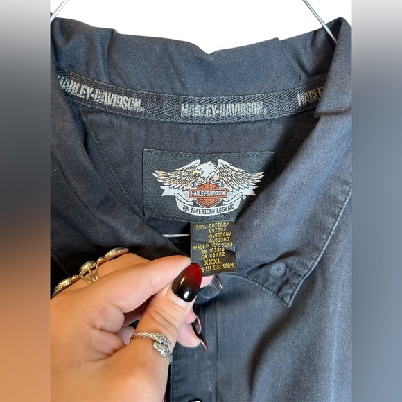 Harley Davidson Black Button Down Embroidered Logo Shirt Size XXXL - Picture 3 of 4